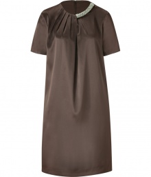 Inject effortlessly chic style to your cocktail-ready look with this crystal-detailed tunic dress from Steffen Schraut - Round neck with asymmetric pleating and crystal embellishment, short sleeves, relaxed silhouette, concealed back zip closure - Pair with a slim trench and high heel booties Inject effortlessly chic style to your cocktail-ready look with this crystal-detailed tunic dress from Steffen Schraut - Round neck with asymmetric pleating and crystal embellishment, short sleeves, relaxed silhouette, concealed back zip closure - Pair with a slim trench and high heel booties