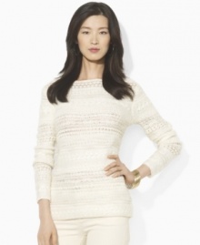 Knit in plush yarns for texture, Lauren Ralph Lauren's wool-blend sweater is a stylish warm-weather essential.