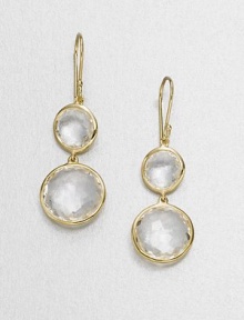 From the Gelato Collection. Double drops of faceted clear quartz in 18K yellow gold settings.Clear quartz 18K yellow gold Length, about 1¾ Width, about ½ Earwires Imported 