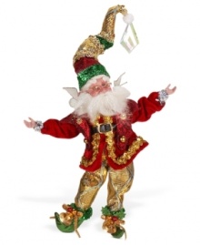 As festive as it gets, this bespectacled fairy from Mark Roberts brightens up a room with glitter, gold and glistening bells on. Adjust his flexible arms and legs to sit, stand or strike a fabulous pose.