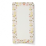 Bright blossoms in pink, peach and coral with green and grey leaves on a white background. Center is soft terry.The American Academy of Pediatrics and the U.S. Consumer Product Safety Commission have made recommendations for safe bedding practices for babies. When putting infants under 12 months to sleep, remove pillows, quilts, comforters, and other soft items from the crib.