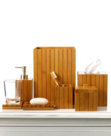 Retreat to the bath. With a sleek design in smooth bamboo wood, this Martha Stewart Collection toothbrush holder offers the best of modern and natural worlds. Retreat to the bath. With a sleek design in smooth bamboo wood, this Martha Stewart Collection toothbrush holder offers the best of modern and natural worlds.