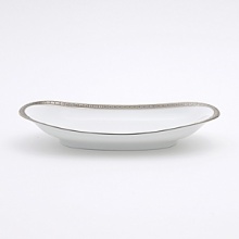 Beautiful, white Limoges porcelain with a dynamic platinum border, the geometric motif of the Athena collection creates a dimensional and graphic appearance. Also available with gold border. Beautiful, white Limoges porcelain with a dynamic platinum border, the geometric motif of the Athena collection creates a dimensional and graphic appearance. Also available with gold border.