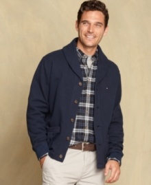 Keep your casual charm with this shawl collar cardigan from Tommy Hilfiger.