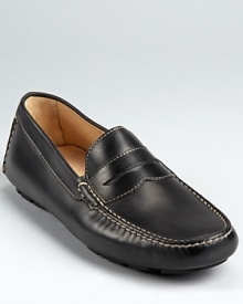 Crafted in soft leather, this handsome loafer completes your total dress look with subtlety and style. Crafted in soft leather, this handsome loafer completes your total dress look with subtlety and style.