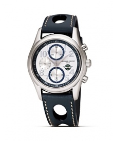 To celebrate the continuing cooperation with the Austin Healey Owner Clubs around the world, Frédérique Constant introduces a new limited edition of its iconic Healey Chrono-Automatic, limited to 1,888 pieces. The hand-polished, rounded case with a diameter of 43mm comes in a sporty version in a steel case, silver dial with navy accents, and navy leather strap. To celebrate the continuing cooperation with the Austin Healey Owner Clubs around the world, Frédérique Constant introduces a new limited edition of its iconic Healey Chrono-Automatic, limited to 1,888 pieces. The hand-polished, rounded case with a diameter of 43mm comes in a sporty version in a steel case, silver dial with navy accents, and navy leather strap.