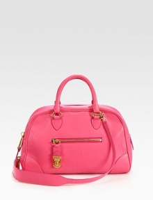This matte, pebbled leather style features an expandable zip bottom. Double top handles, 4 dropDetachable shoulder strap, 19 dropTop zip closureProtective metal feetExpandable zip bottomOne outside zip pocketOne inside zip pocketOne inside open pocketCotton liningZipped: 12¾W X 8½H X 3¾D; unzipped: 12¾W X 8½H X 4½DImported This matte, pebbled leather style features an expandable zip bottom. Double top handles, 4 dropDetachable shoulder strap, 19 dropTop zip closureProtective metal feetExpandable zip bottomOne outside zip pocketOne inside zip pocketOne inside open pocketCotton liningZipped: 12¾W X 8½H X 3¾D; unzipped: 12¾W X 8½H X 4½DImported