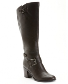 A chunky heel gives Alfani's Maren tall riding boots the stability you need to get through the day.