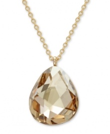 Named for the Greek god of the sun, Swarovski's crystal Helios pendant is sure to beam brightly no matter where you wear it! With its well-defined, multifaceted cut, it catches the light in nearly every direction. Crafted in gold tone mixed metal. Approximate length: 15 inches. Approximate drop: 1 inch.