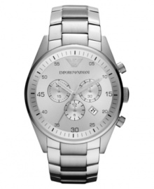 A modern chronograph in a timeless steel design from Emporio Armani. A modern chronograph in a timeless steel design from Emporio Armani.