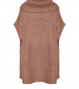 Ultra soft and easy to pair, Rachel Zoes chunky ribbed poncho is a versatile essential, perfect for giving your look that effortless chic edge - Oversized turtleneck, slit sides with single snap at arm hole, contrast ribbed trim - Oversized, draped silhouette - Wear with tissue tees, slim fit trousers, and chunky ankle boots