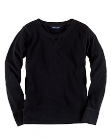 A classic crewneck silhouette crafted from sublimely soft cotton knit gets a refreshing update in a sweet pointelle pattern. A classic crewneck silhouette crafted from sublimely soft cotton knit gets a refreshing update in a sweet pointelle pattern.