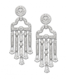 Timeless style and sublime elegance. These Diadem Chandeliers by Eliot Danori shine with the addition of sparkling cubic zirconias (6-1/2 ct t.w.) and clear crystals. Set in silver tone mixed metal. Approximate drop: 2-1/8 inches.