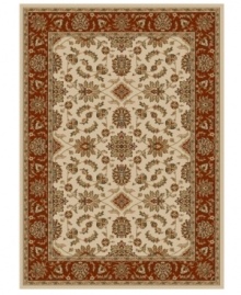 Rendered with intricate floral designs in a sumptuous ivory, brick and neutral color palette, this area rug set from Kenneth Mink offers a cohesive look for your entire home. Woven of plush olefin for lasting softness and durability. Includes five rugs.