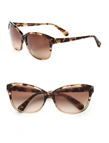 These retro-inspired, acetate frames have modern appeal. Available in demi smoke with smoke gradient lens or demi brown with brown gradient lens. Logo temples100% UV protectionImported