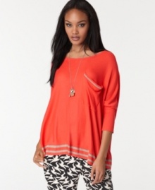 Punch up your comfy sweater collection with this super slouchy Rachel Rachel Roy style in a hot, hot hue!