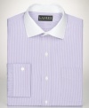 Bengal stripes and a slim fit on this Lauren by Ralph Lauren dress shirt make sure you get noticed anywhere you go.