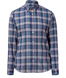 Stylish shirt in fine, pure blue patterned cotton - Soft yet durable, lighter weight material - Elegant check motif in rich shades of indigo and turquoise - Small collar and long cuffed sleeves and full button placket - Rounded hem hangs slightly longer in the back - Straight, classic cut - Versatile and casually cool, easily dressed up or down - Wear solo or beneath a blazer and pair with jeans, chinos or suit trousers Stylish shirt in fine, pure blue patterned cotton - Soft yet durable, lighter weight material - Elegant check motif in rich shades of indigo and turquoise - Small collar and long cuffed sleeves and full button placket - Rounded hem hangs slightly longer in the back - Straight, classic cut - Versatile and casually cool, easily dressed up or down - Wear solo or beneath a blazer and pair with jeans, chinos or suit trousers