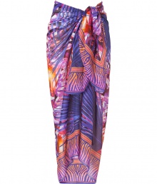Whether tied around your waist or worn as a tropical-chic scarf, this Matthew Williamson Escape printed sarong injects summer-ready style into your seaside look - Long convertible shape, allover palm print, animal print border - Style with a printed bikini and sandals or tied around your neck with an elevated jeans-and-tee ensemble