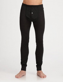 Modern look with retro details highlights this knit wool and silk long underwear style.Elastic waistInseam, about 3270% wool/30% silkMachine washImported Modern look with retro details highlights this knit wool and silk long underwear style.Elastic waistInseam, about 3270% wool/30% silkMachine washImported