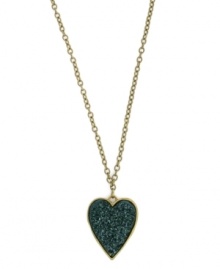 Love on the rocks. This dynamic pendant from BCBGeneration features green drusy chips in a pretty heart shape. Setting and chain crafted in gold tone mixed metal. Approximate length: 28 inches. Approximate drop: 2 inches.