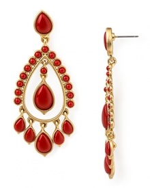 Lauren by Ralph Lauren puts a chic spin on this season's global influences with these chandelier earrings, accented by striking coral cabochons.