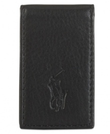 This lightweight gentleman's essential is crafted from luxurious pebbled leather with a secure magnetic closure and Ralph Lauren's embossed pony at the front. This lightweight gentleman's essential is crafted from luxurious pebbled leather with a secure magnetic closure and Ralph Lauren's embossed pony at the front.