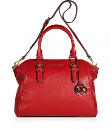 With its super soft leather and gold-toned hardware, this MICHAEL Michael Kors tote features ultra chic versatility - Top carrying handles, removable buckled shoulder strap, buckle details, back slit pocket with magnetic snap, textured leather, inside zippered back wall and slot pockets, front wall slot pockets - Perfect for everyday use, off-duty cool, or stylish travel With its super soft leather and gold-toned hardware, this MICHAEL Michael Kors tote features ultra chic versatility - Top carrying handles, removable buckled shoulder strap, buckle details, back slit pocket with magnetic snap, textured leather, inside zippered back wall and slot pockets, front wall slot pockets - Perfect for everyday use, off-duty cool, or stylish travel