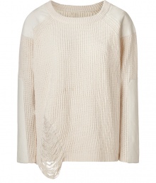 With its cool distressed front and modern tonal patches, Marc by Marc Jacobs cotton sweater radiates Downtown edge - Round neckline, ribbed trim, raglan long sleeves - Loosely fitted - Wear with leather leggings and studded booties