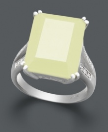 Breath new life into your wardrobe by adding just the right hint of color. This chic cocktail ring features a yellow agate stone (16 mm x 12 mm) set in sterling silver with sparkling diamond accents at the shoulders. Size 7. Breath new life into your wardrobe by adding just the right hint of color. This chic cocktail ring features a yellow agate stone (16 mm x 12 mm) set in sterling silver with sparkling diamond accents at the shoulders. Size 7.