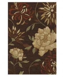Blossoms pop against an espresso ground, brining beauty to every outdoor floor. This indoor/outdoor area rug from Dalyn is crafted from hand-hooked polypropylene for superb durability when exposed to the elements. Blossoms pop against an espresso ground, brining beauty to every outdoor floor. This indoor/outdoor area rug from Dalyn is crafted from hand-hooked polypropylene for superb durability when exposed to the elements.
