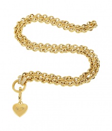 Add a stylish accent to your look with this chunky chain charm necklace from Juicy Couture - Large gold-tone brass chain with heart-shaped charm and crystal embellishment - Pair with a casual cocktail look or an elevated jeans-and-tee combo Add a stylish accent to your look with this chunky chain charm necklace from Juicy Couture - Large gold-tone brass chain with heart-shaped charm and crystal embellishment - Pair with a casual cocktail look or an elevated jeans-and-tee combo