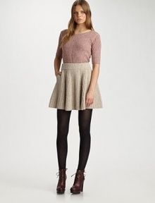The comfort of a sweater in cropped in a gathered A-line silhouette.High elastic waistband Pull-on style About 17 long 80% wool/20% polyester Dry clean Imported The comfort of a sweater in cropped in a gathered A-line silhouette.High elastic waistband Pull-on style About 17 long 80% wool/20% polyester Dry clean Imported
