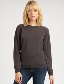 Magnificent merino wool drapes softly in this relaxed wool pullover sweater. BoatneckRibbed knit cuffs and hemLong sleevesWoolDry cleanImportedModel shown is 5'9½ (176cm) wearing US size Small.