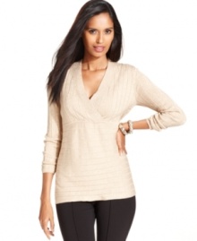 Style&co.'s sweater is perfect for the season ahead with its beautiful fit and shimmering metallic finish.