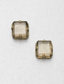 A simply chic piece with a faceted cube bead set in a goldtone setting. EpoxyGoldtone brassSize, about .59Post backImported A simply chic piece with a faceted cube bead set in a goldtone setting. EpoxyGoldtone brassSize, about .59Post backImported