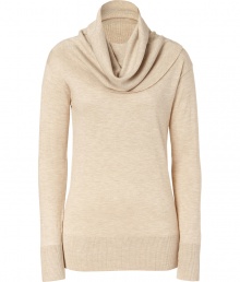 Build the foundations of your knitwear wardrobe with DKNYs sensuous cowl neck pullover in chic oatmeal heather - Cowl neck, long sleeves, ribbed trim, fitted - Pair with pumps and a pencil skirt for work, or favorite skinnies and loafers for laid-back weekends