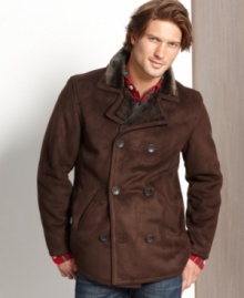 Wrap up in warmth and style with this double-breasted coat from Nautica. Wrap up in warmth and style with this double-breasted coat from Nautica.