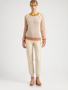 This ultra-soft two-tone wool pullover is knit in a wonderfully textural waffle stitch.Contrast rib-knit crewneckLong raglan sleevesRib-knit foldover cuffsRib-knit hemlineWoolDry cleanMade in Italy of imported fabricModel shown is 5'11 (180cm) wearing US size Small. This ultra-soft two-tone wool pullover is knit in a wonderfully textural waffle stitch.Contrast rib-knit crewneckLong raglan sleevesRib-knit foldover cuffsRib-knit hemlineWoolDry cleanMade in Italy of imported fabricModel shown is 5'11 (180cm) wearing US size Small.