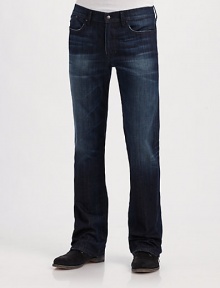 A dark wash in slim-fitting denim cut with comfortable boot legs. Fading at points of wear and subtle whiskering lends the look of a longtime favorite. Five-pocket style Zip fly Inseam, about 33 98% cotton/2% elastane; machine wash Imported A dark wash in slim-fitting denim cut with comfortable boot legs. Fading at points of wear and subtle whiskering lends the look of a longtime favorite. Five-pocket style Zip fly Inseam, about 33 98% cotton/2% elastane; machine wash Imported