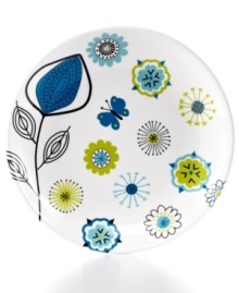 A fresh, floral design with a bright, retro color palette, this Carina melamine salad plate set offers a fun and whimsical accent to any casual occasion. A fresh, floral design with a bright, retro color palette, this Carina melamine salad plate set offers a fun and whimsical accent to any casual occasion.