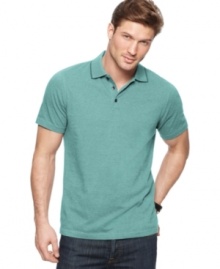 Basics never looked better. This striped polo shirt from Alfani gives you easy style you won't have to think about. Basics never looked better. This striped polo shirt from Alfani gives you easy style you won't have to think about.