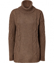 With its oversized fit and timeless classic cable knit, Closeds cool raw umber turtleneck pullover is a super soft essential - Turtleneck, long sleeves, ribbed trim, contrast knit throughout, relaxed fit - Team with color-pop trousers and slipper-style loafers for preppy-chic days With its oversized fit and timeless classic cable knit, Closeds cool raw umber turtleneck pullover is a super soft essential - Turtleneck, long sleeves, ribbed trim, contrast knit throughout, relaxed fit - Team with color-pop trousers and slipper-style loafers for preppy-chic days