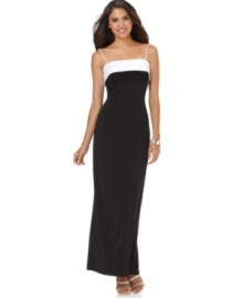 Opt for stunning simplicity in this black and white Alex Evenings gown. Opt for stunning simplicity in this black and white Alex Evenings gown.