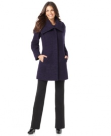 Look chic while shielding yourself from winter's chill in this wool coat form Alfani. A deep purple hue is a stylish alternative to classic black.