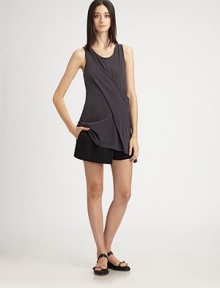 Artfully draped cotton, in a sleeveless, wear-with-all design.Jewel necklineSleevelessFront drapeAsymmetrical hemlineCottonDry cleanImportedModel shown is 5'11 (180cm) wearing US size 4. Artfully draped cotton, in a sleeveless, wear-with-all design.Jewel necklineSleevelessFront drapeAsymmetrical hemlineCottonDry cleanImportedModel shown is 5'11 (180cm) wearing US size 4.