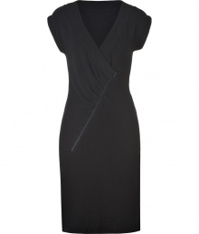 An asymmetrical zip and draped fit makes this Marc by Marc Jacobs knit dress a weekday staple - V-neck, short sleeves, faux wrap top with draping, asymmetrical front zipper, fitted silhouette - Wear with peep-toe pumps and an oversized satchel An asymmetrical zip and draped fit makes this Marc by Marc Jacobs knit dress a weekday staple - V-neck, short sleeves, faux wrap top with draping, asymmetrical front zipper, fitted silhouette - Wear with peep-toe pumps and an oversized satchel