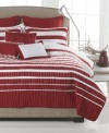 An island oasis awaits with this Nantucket quilt set from Bryan Keith. A rich red and white palette is embellished with horizontal stripes and vertical quilted details in a wavy line pattern for added depth.