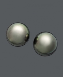 Earrings as exotic as their origin. Tahitian pearl studs (10-11 mm) set in 14k white gold are an absolute must-have. Approximate diameter: 1/2 inch. Earrings as exotic as their origin. Tahitian pearl studs (10-11 mm) set in 14k white gold are an absolute must-have. Approximate diameter: 1/2 inch.