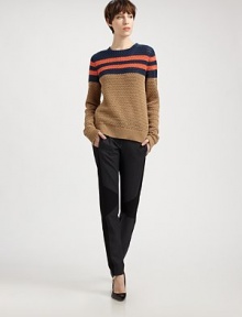 Colorful, sporty stripes band the top of this chunky, wonderfully textural knit pullover.Rib-knit crewneck, cuffs and hemLong sleevesCottonImported of Italian fabricModel shown is 5'10 (177cm) wearing US size Small. 